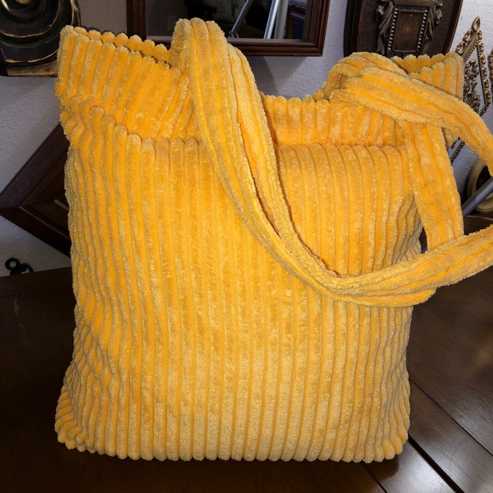 BDG NEW Sunny Yellow Corduroy Tote shoulder bag purse boho preppy - Picture 2 of 8